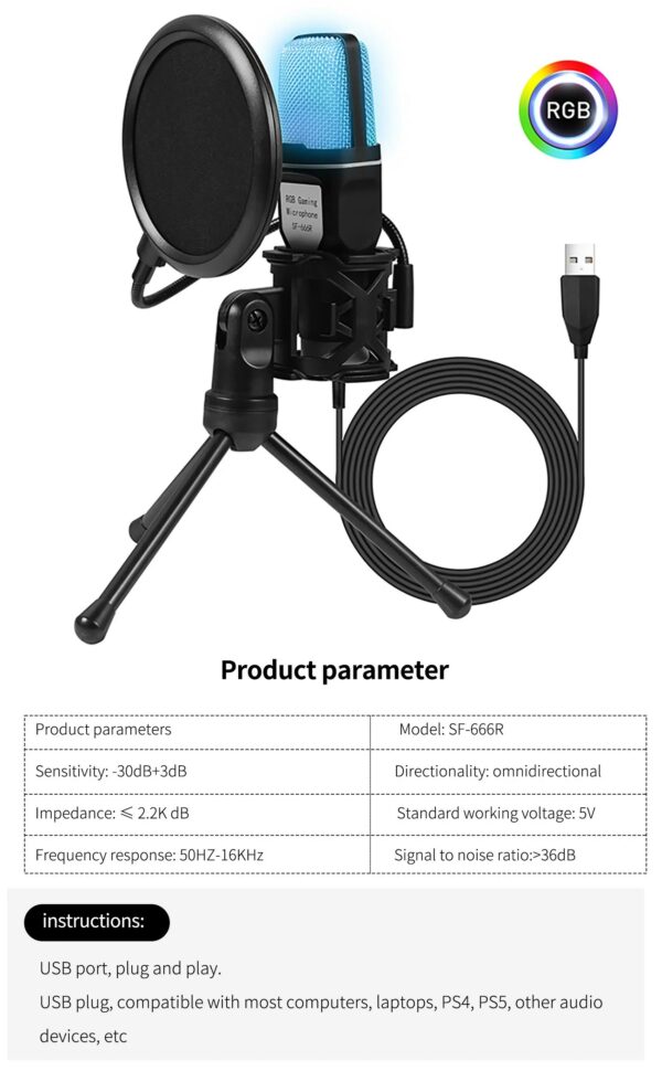 SF666R: micrófono USB profesional para streaming y podcast
