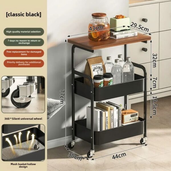 Carrito Organizador Utilitario De 3 Niveles Con Mesa