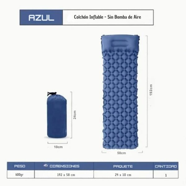 Colchoneta Inflable para Campamento sin bomba de Aire