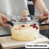 Olla de Borosilicato 3.5L con Asas de Bambú - Elegante y Multiusos