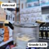 Olla de Borosilicato 3.5L con Asas de Bambú - Elegante y Multiusos